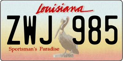 LA license plate ZWJ985