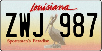 LA license plate ZWJ987