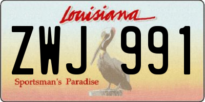 LA license plate ZWJ991