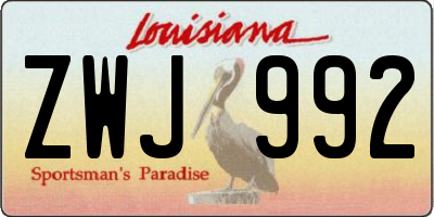 LA license plate ZWJ992