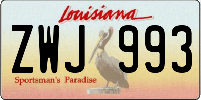 LA license plate ZWJ993