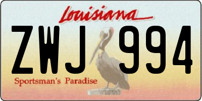 LA license plate ZWJ994