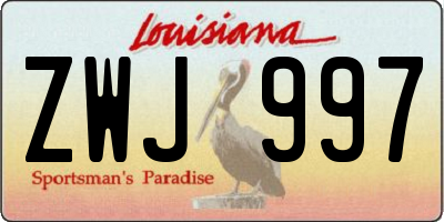 LA license plate ZWJ997