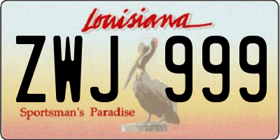 LA license plate ZWJ999