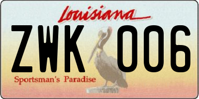 LA license plate ZWK006