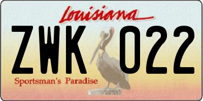 LA license plate ZWK022