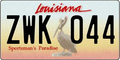 LA license plate ZWK044