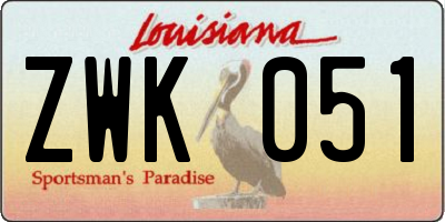 LA license plate ZWK051