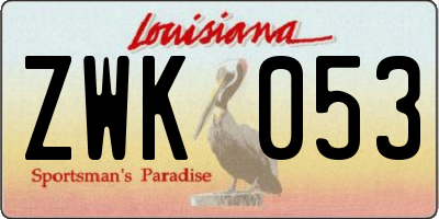 LA license plate ZWK053