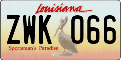 LA license plate ZWK066