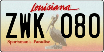 LA license plate ZWK080