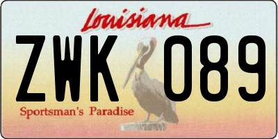 LA license plate ZWK089