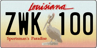 LA license plate ZWK100