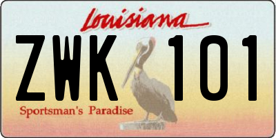 LA license plate ZWK101