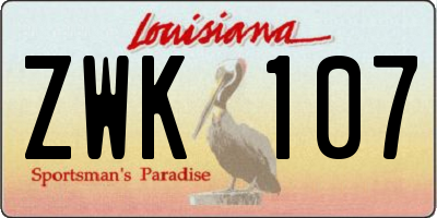 LA license plate ZWK107