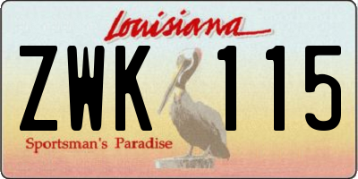 LA license plate ZWK115