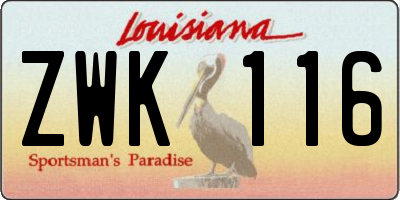 LA license plate ZWK116