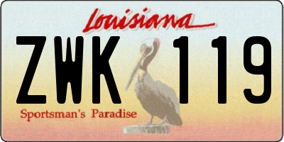 LA license plate ZWK119