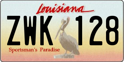 LA license plate ZWK128