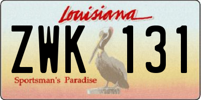 LA license plate ZWK131