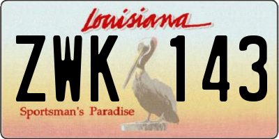 LA license plate ZWK143