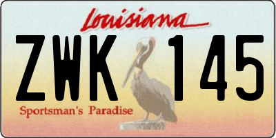 LA license plate ZWK145