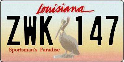 LA license plate ZWK147