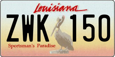 LA license plate ZWK150