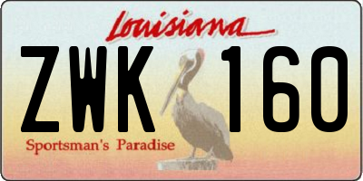 LA license plate ZWK160