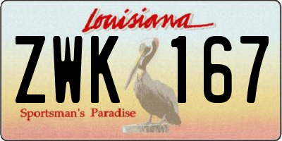 LA license plate ZWK167