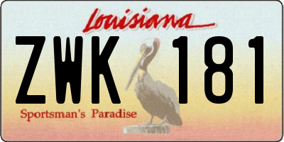 LA license plate ZWK181