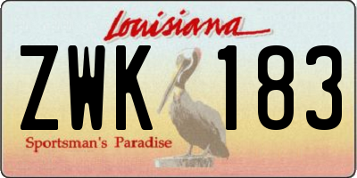 LA license plate ZWK183