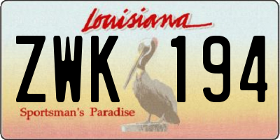 LA license plate ZWK194