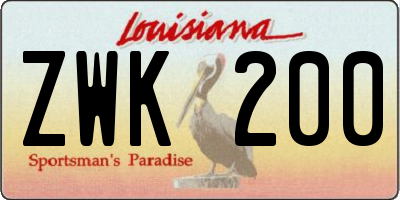 LA license plate ZWK200