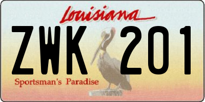 LA license plate ZWK201