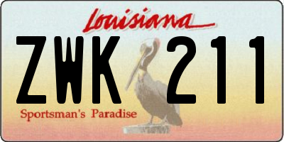 LA license plate ZWK211