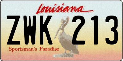 LA license plate ZWK213