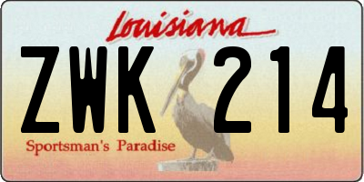 LA license plate ZWK214