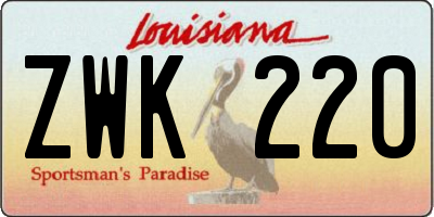 LA license plate ZWK220