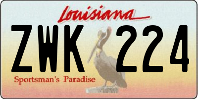 LA license plate ZWK224