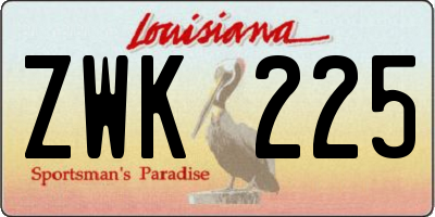 LA license plate ZWK225