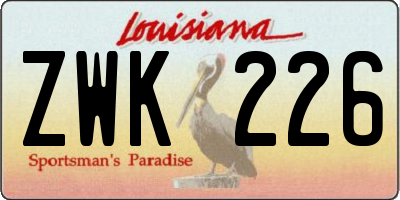 LA license plate ZWK226