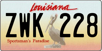 LA license plate ZWK228