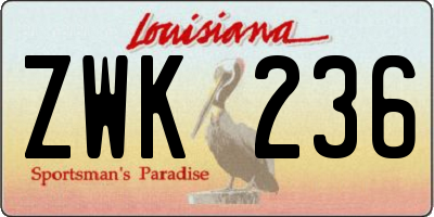 LA license plate ZWK236