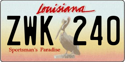 LA license plate ZWK240