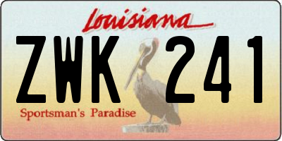LA license plate ZWK241