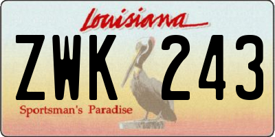 LA license plate ZWK243