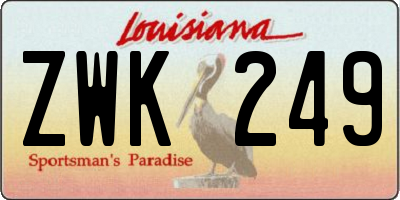 LA license plate ZWK249