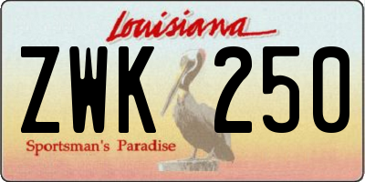 LA license plate ZWK250