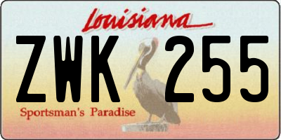 LA license plate ZWK255